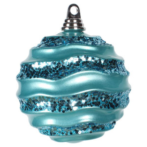 Vickerman M132012 6'' Turquoise Candy Glitter Wave Ball