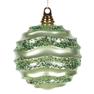 Vickerman M132054 6'' Celadon Green Candy Glit Wave Ball