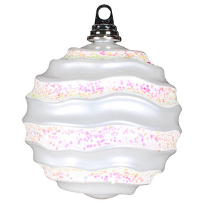 Vickerman M132111 8'' White Candy Glitter Wave Ball