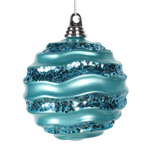 Vickerman M132112 8'' Turquoise Candy Glitter Wave Ball