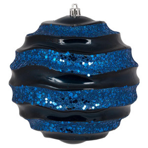 Vickerman M132131 8" Midnt Blue Candy Glitter Wave Ball