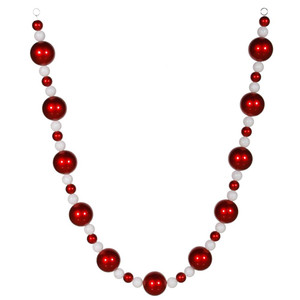 Vickerman M110827 - 6 ft Red White Ball Christmas Garland - Unlit
