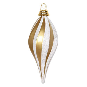 Vickerman M132575 - 8 inch Gold White Glitter Teardrop Christmas Ornament