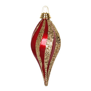 Vickerman M132586 - 8 inch Red & Gold Glitter Teardrop Christmas Ornament