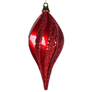 Vickerman M132603 - 12 inch Red Glitter Teardrop Christmas Ornament
