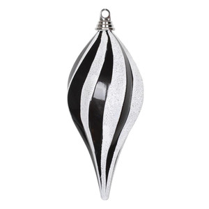 Vickerman M132677 12" Black-White Candy Glit Swirl Drop