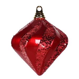 Vickerman M133203 - 6 inch Red Glitter Diamond Christmas Ornament