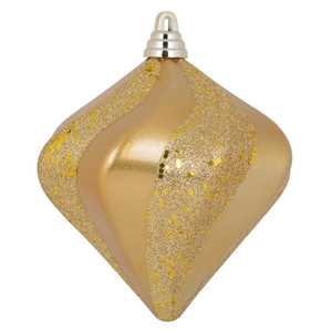 Vickerman M133233 - 6 inch Copper Gold Glitter Diamond Christmas Ornament