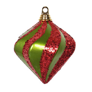 Vickerman M133274 6" Lime-Red Candy Glitter Swirl Diamond