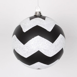 Vickerman M143877 8" Black-White Matte-Glitt Chevron Ball