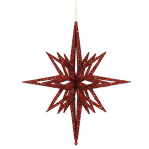 Vickerman M148203 - 12 inch Red Glitter Star Christmas Ornament