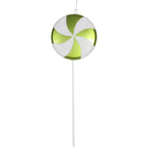 Vickerman M152014 - 17 inch Lime White Glitter Lollipop Christmas Ornament