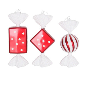 Vickerman M152603 8" Red-White Candy Glitter 3/Box