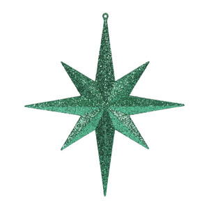 Vickerman M167404 - 12 inch Green Glitter Star Christmas Ornament - 2 Pack