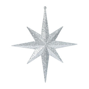 Vickerman M167407 - 12 inch Silver Glitter Star Christmas Ornament - 2 Pack