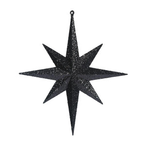 Vickerman M167417 - 12 inch Black Glitter Star Christmas Ornament - 2 Pack