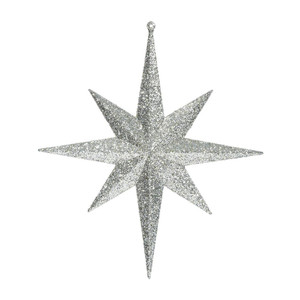 Vickerman M167438 - 12 inch Champagne Glitter Star Christmas Ornament - 2 Pack