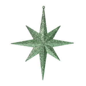 Vickerman M167454 - 12 inch Celadon Glitter Star Christmas Ornament - 2 Pack