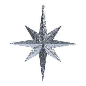 Vickerman M167487 - 12 inch Pewter Glitter Star Christmas Ornament - 2 Pack
