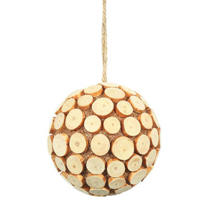 Vickerman M171204 - 4 inch Brown Pine Chip Ball Christmas Ornament - 3 Pack