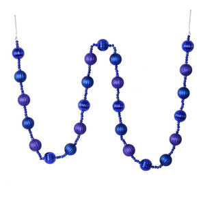  Vickerman M183522 6ft Cobalt Blue Stripe Ball Ornament Garland 