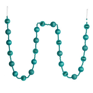  Vickerman M183542 6ft Teal Stripe Ball Ornament Garland 