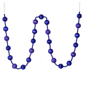  Vickerman M183566 6ft Purple Stripe Ball Ornament Garland 