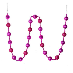 Vickerman M183570 - 6 ft Fuchsia Ball Christmas Garland - Unlit