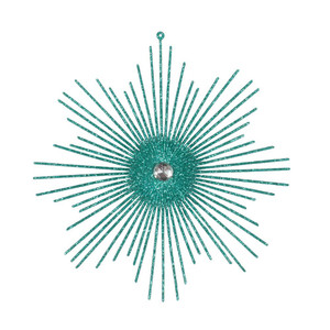 Vickerman M184542 - 6.5 inch Teal Glitter Snowflake Christmas Ornament - 6 Pack