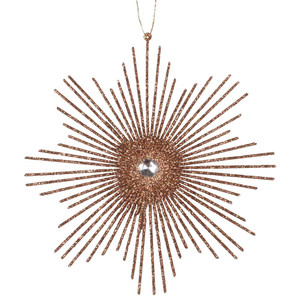 Vickerman M184576 - 6.5 inch Mocha Glitter Snowflake Christmas Ornament - 6 Pack