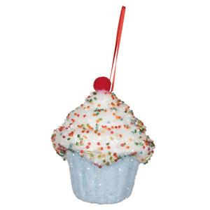 Vickerman MC224932 4.5" Light Blue Cupcake Ornament 2/bag