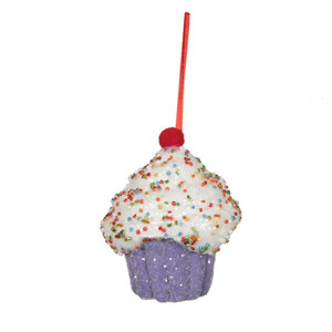 Vickerman MC224966 - 4.5 inch Purple Cupcake Christmas Ornament - 2 Pack