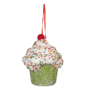 Vickerman MC224973 - 4.5 inch Lime Cupcake Christmas Ornament - 2 Pack