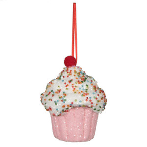  Vickerman MC224979 4.5" Pink Cupcake Ornament 2/bag 
