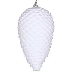 Vickerman MT195711D 7" White Flocked Pinecone Ornament 2/Bag