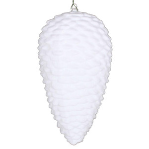 Vickerman MT195811D 10" White Flocked Pinecone Ornament