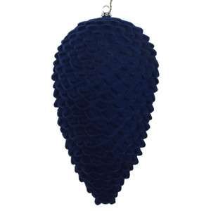 Vickerman MT195831D 10" Midnight Blue Flocked Pinecone Orn