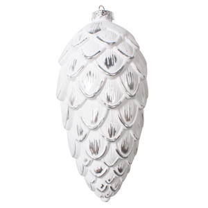 Vickerman MT202407 8" Silver Brushed Pinecone Ornament 2/Bg