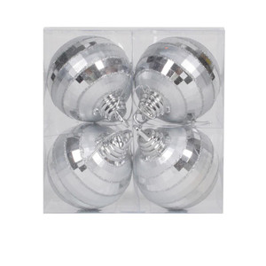 Vickerman M151407 4" Silver Shiny-Matte Mirror Ball 4/Box