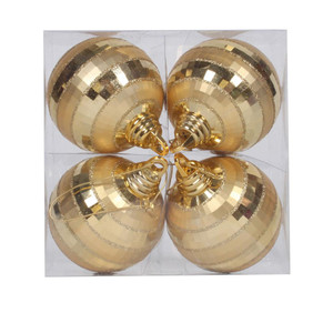  Vickerman M151408 4" Gold Shiny-Matte Mirror Ball 4/Box 