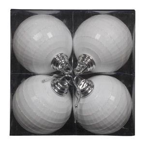  Vickerman M151411 4" White Shiny-Matte Mirror Ball 4/Box 