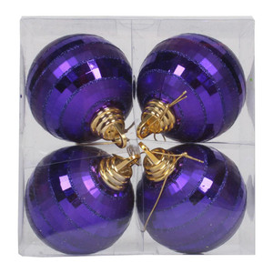 Vickerman M151426 4" Plum Shiny-Matte Mirror Ball 4/Bx