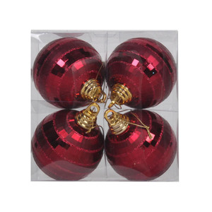 Vickerman M151465 - 4 inch Burgundy 4-Finish Ball Christmas Ornament - 4 Pack