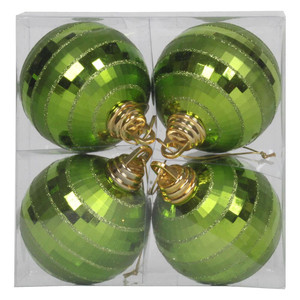 Vickerman M151473 4" Lime Grn Shiny-Matte Mirror Ball 4/Bx