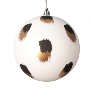 Vickerman MT221111 - 6" White Matte Gold and Black Brush Strokes Ball Christmas Ornament - 2 Pack