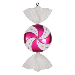 Vickerman M153009 18.5" Cerise-White Swirl Candy Glitter