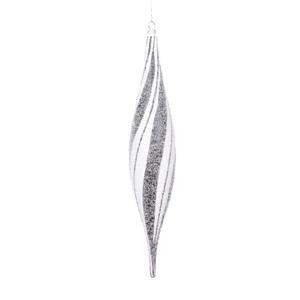 Vickerman MT2213930 - 13 inch Black & White Swirl Teardrop Christmas Ornament - 2 Pack