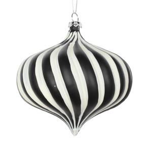 Vickerman MT2214710 - 4 inch Black & White Matte Onion Christmas Ornament - 4 Pack