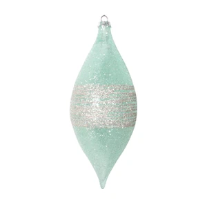Vickerman MT222704 - 7 inch Light Green Glitter Teardrop Christmas Ornament - 4 Pack