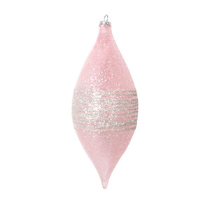 Vickerman MT222779 - 7 inch Pink Glitter Teardrop Christmas Ornament - 4 Pack